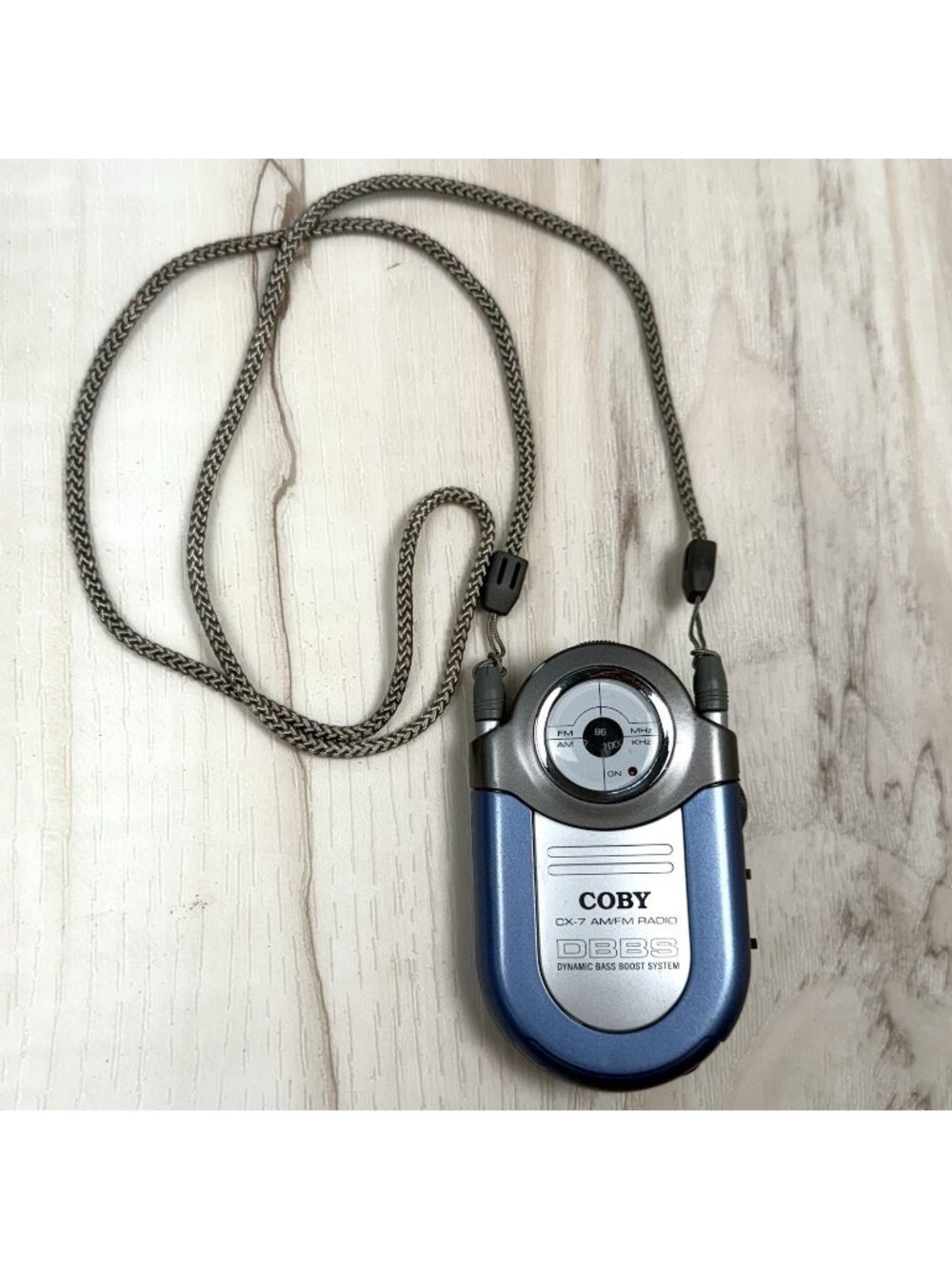 COBY CX-7 Blue Portable Pocket AM/FM Radio DBBS w/ Belt Clip & Neck Strap WORKS